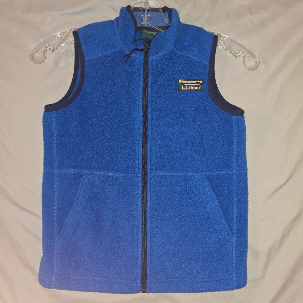 L.L. Bean Fleece Vest Size 8 Kids Blue Full Zip Sleeveless Jacket Winter Warm